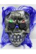 Mor Saçlı Led Işıklı Kuru Kafa İskelet Korku Maskesi 22x25 cm ( )