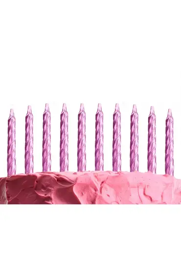 Rose Pembe Renk Doğum Günü Evlilik Yıldönümü Pasta Mumları 10 Adet ( )