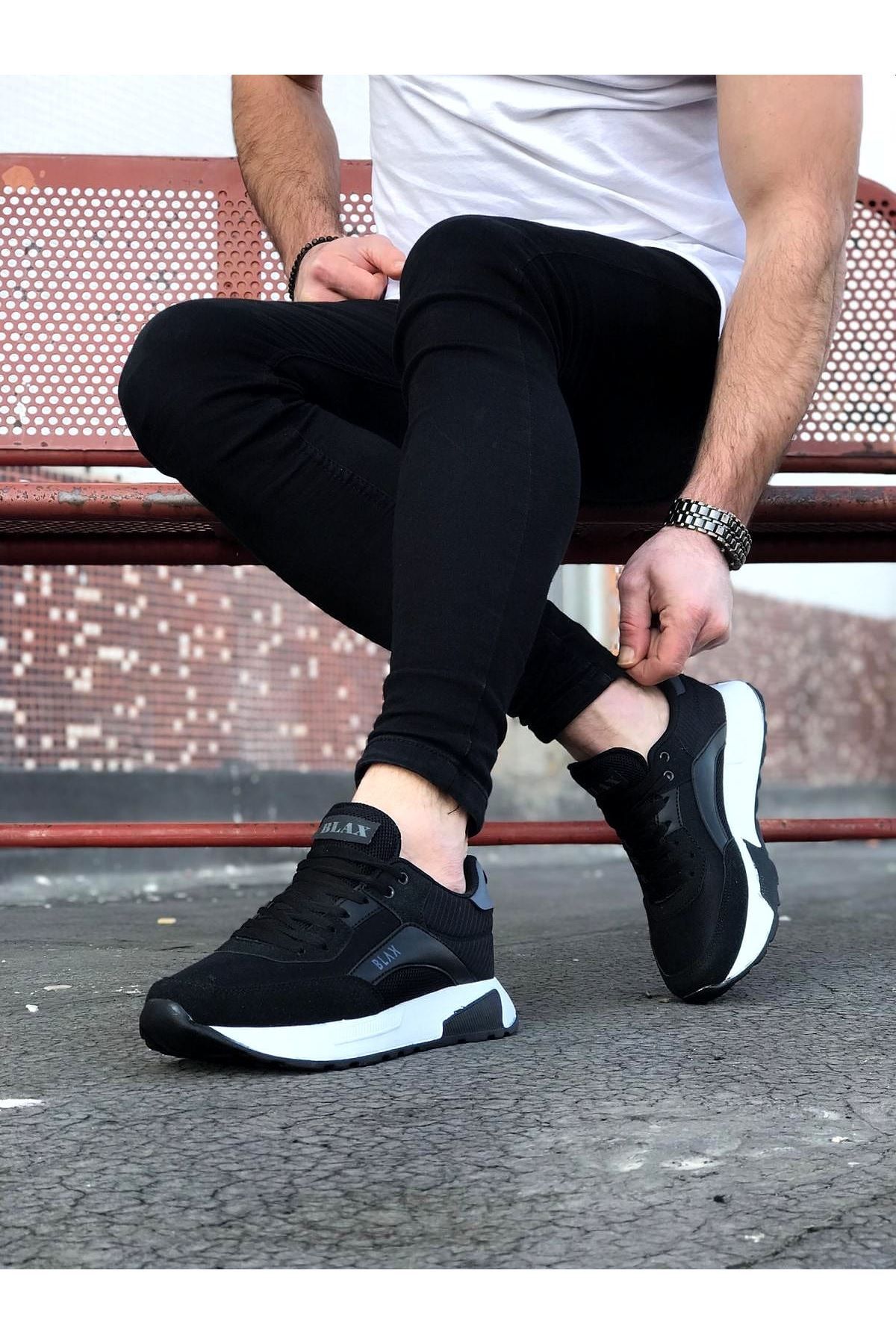 943 Siyah Siyah Erkek Spor Ayakkabı