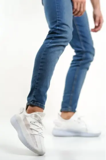  946 Tarz Sneakers Ithal Beyaz Triko Rahat Taban Spor Ayakkabısı