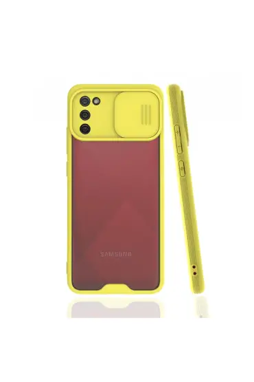  942 Samsung Galaxy A02s Kılıf Platin Kamera Koruma Silikon - Ürün Rengi : Sarı