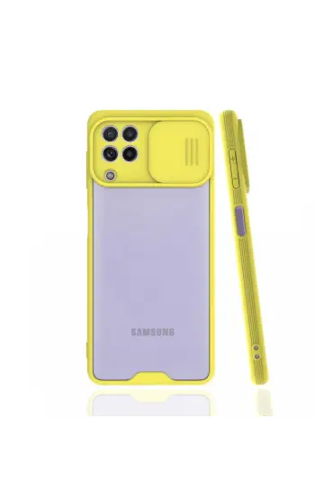  942 Samsung Galaxy A22 Kılıf Platin Kamera Koruma Silikon - Ürün Rengi : Sarı