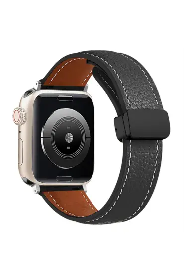  942 Apple Watch 40mm Kr414 Daks Deri Kordon - Ürün Rengi : Siyah