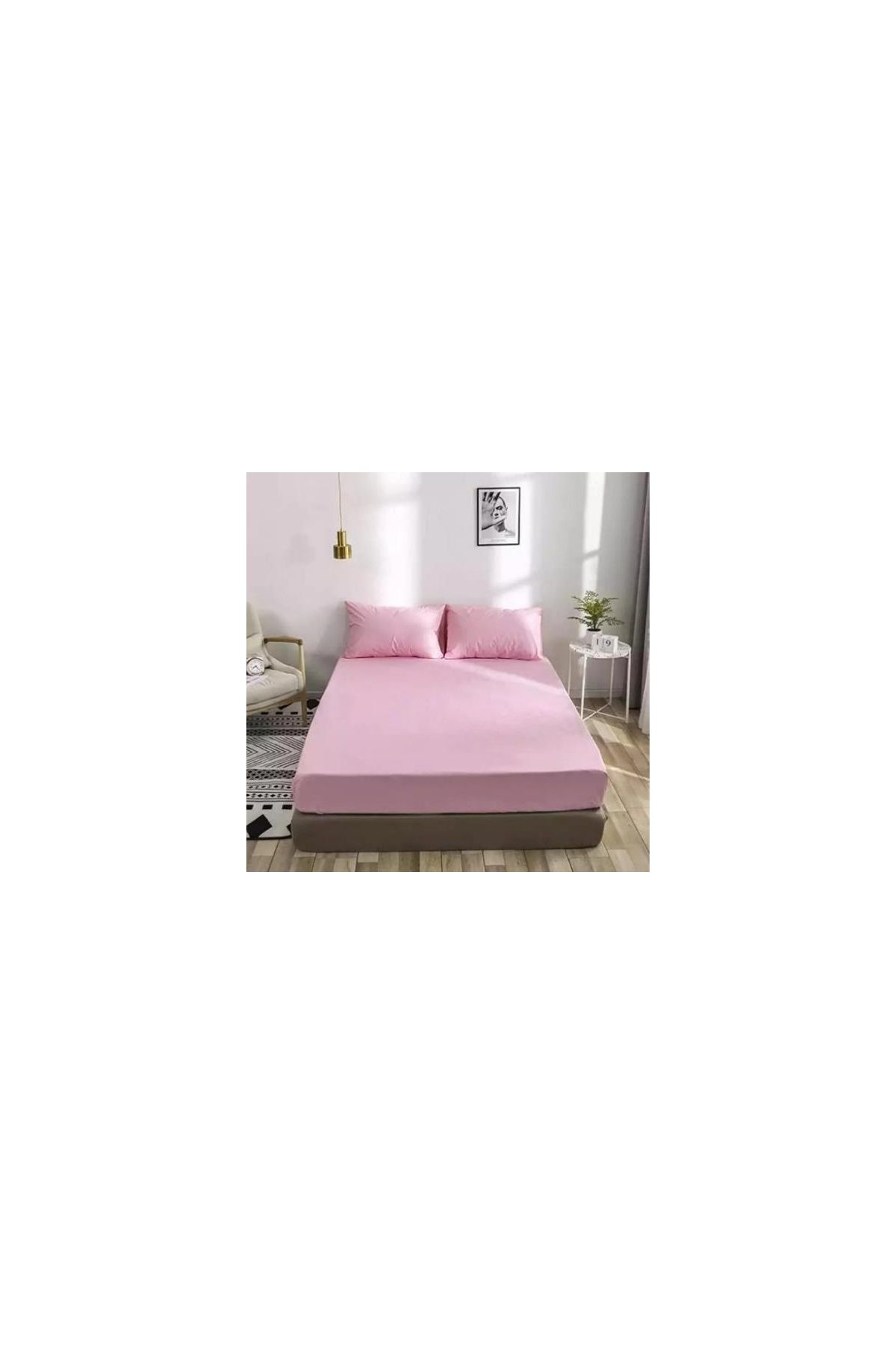 Pembe Poplin Çift Kişilik Çarşaf Seti