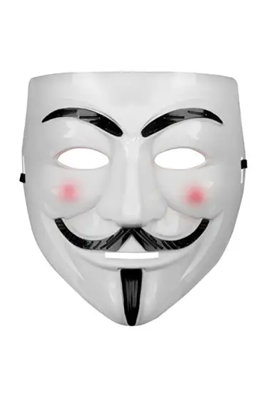Beyaz Renk Pembe Yanaklı İthal V For Vendetta Maskesi ( )
