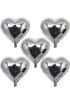 Kalp Şekilli Gümüş Renk Folyo Balon 45 cm 5 Adet ( )