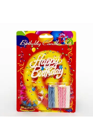 Rengarenk Mumlu Beyaz Happy Birthday Yazılı Doğum Günü Mumu 12 Adet ( )
