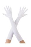 Beyaz Renk Dirseğe Kadar Uzun Kumaş Eldiven 40 cm ( )