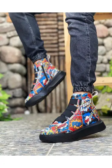  946 Bantlı Erkek Yüksek Taban Popart Model Spor Bot
