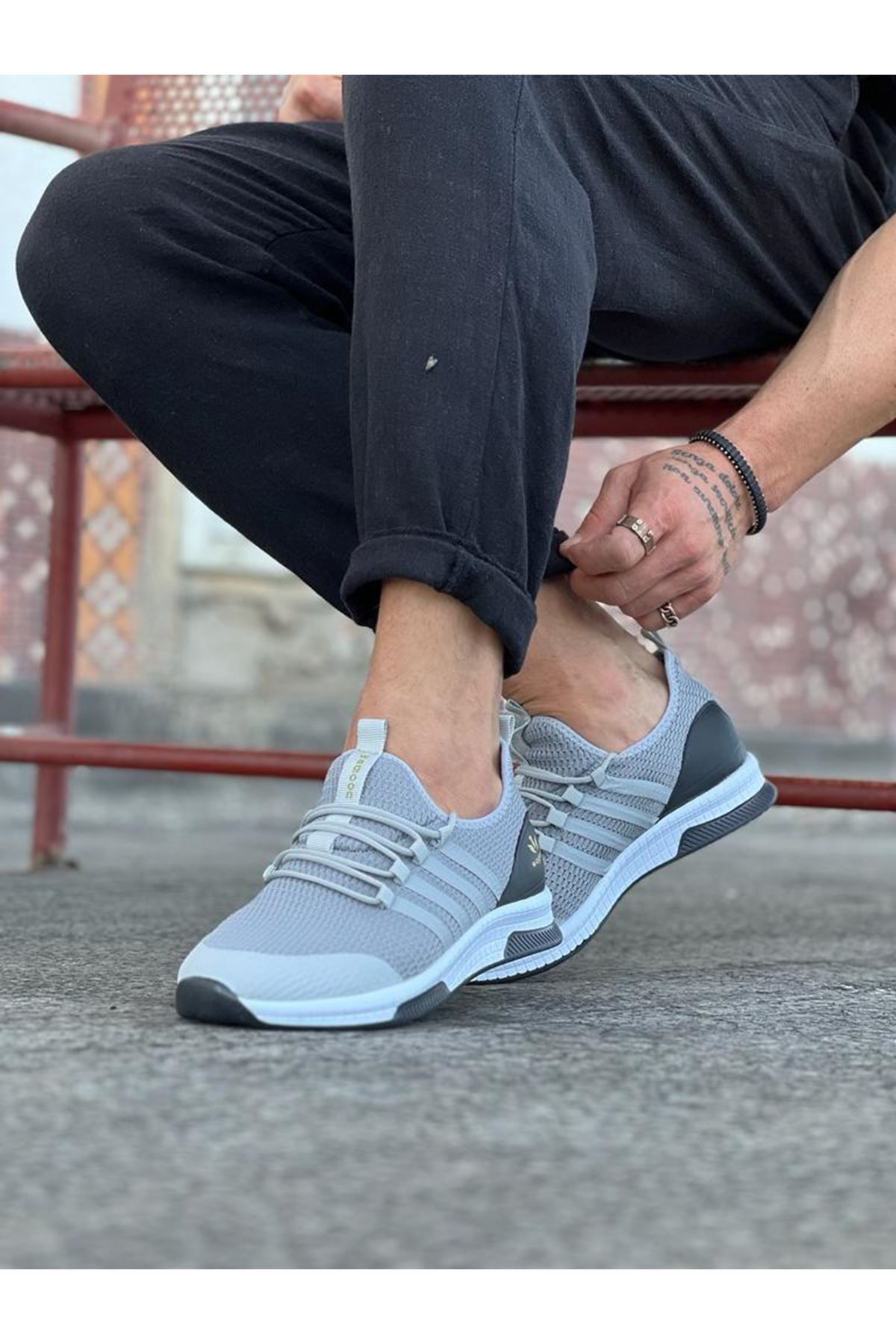 943 Gri Triko Erkek Spor Ayakkabı