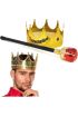 Altın Renk 60 cm Kral Tacı Kraliyet Tacı ve Kırmızı Topuzlu Kral Asası Seti ( )
