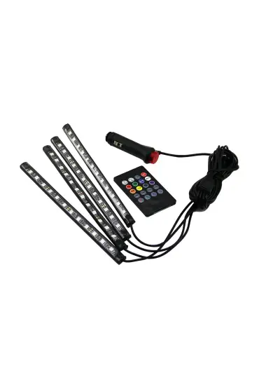  192 RGB LED 12X4 LEDLİ ARABA İÇİ YAPIŞKANLI KUMANDALI LED ÇAKMAKLIK GİRİŞLİ (4172)