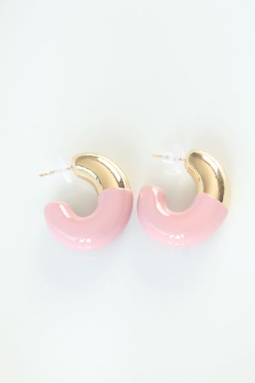 CCB Gül Kurusu Gold Çift Renk Küpe - TJ-BKP8872