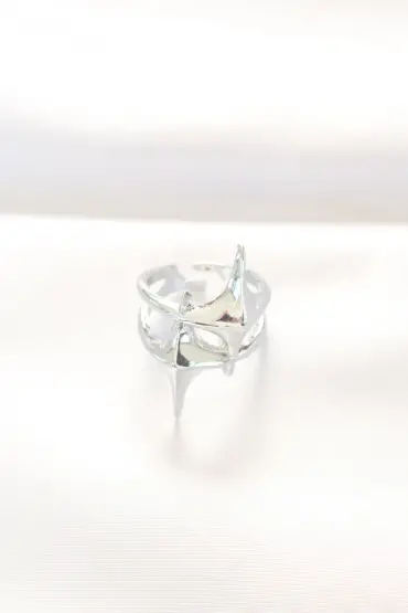 Yıldız Model Silver Renk Ayarlanabilir Yüzük - TJ-BYK3143