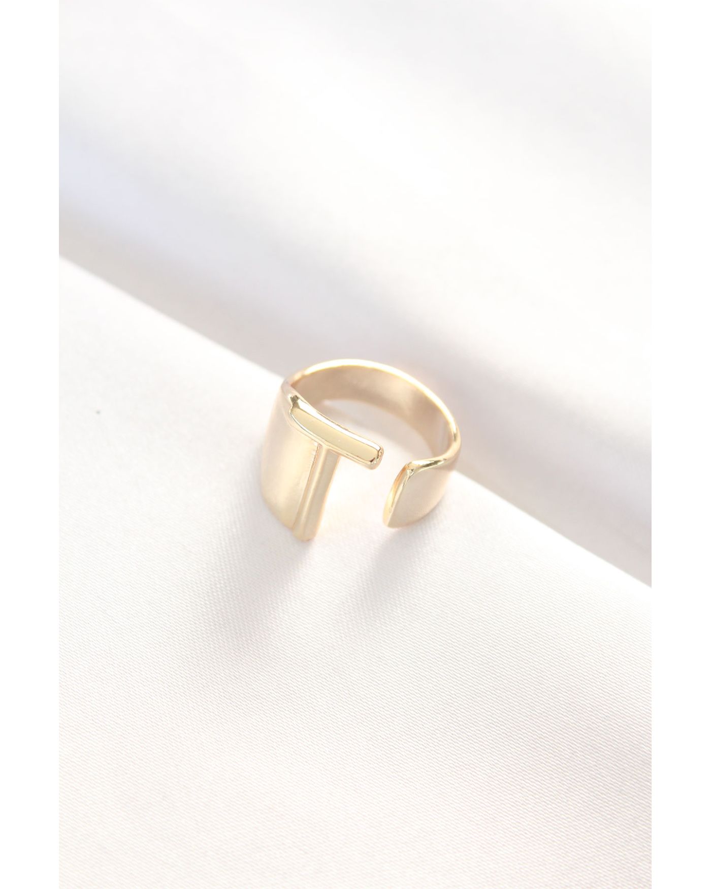 T Harfli Altın Renk Ayarlanabilir Yüzük - TJ-BYK3158