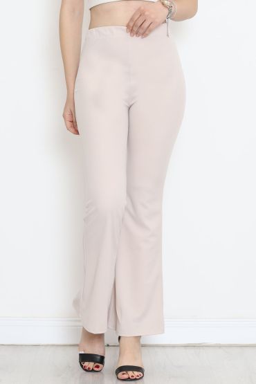  275 İspanyol Paça Krep Tayt Pantolon Taş