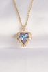 316L Çelik Zincir Altın Renk Zirkon Taşlı Mavi Mor Renkli Kalp Figür Kolye - TJ-BKO8685
