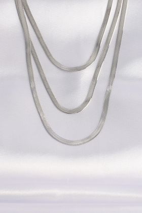 316L Çelik İtalyan Zincir Gümüş Renk Çoklu Kolye - TJ-BKO8698