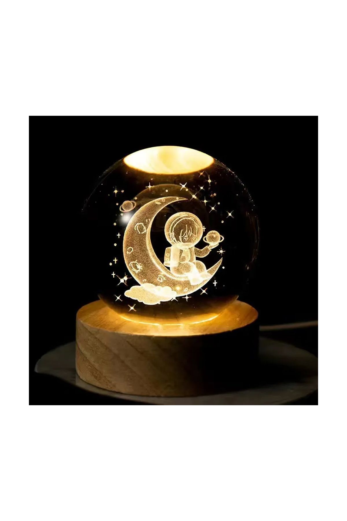 Ay Üzerinde Astronot Usb li Dekoratif Gece Lambası