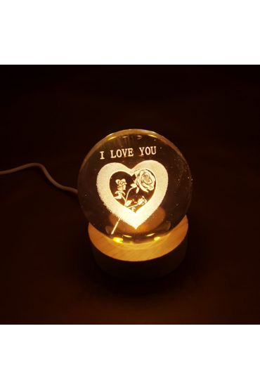 I Love You Işıklı Cam Küre