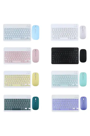  192 BLUETOOTH USB ŞARJLI KLAVYE - PİLLİ MOUSE SET İNCE - RENKLİ - 15X25CM  PL-388 (4172)