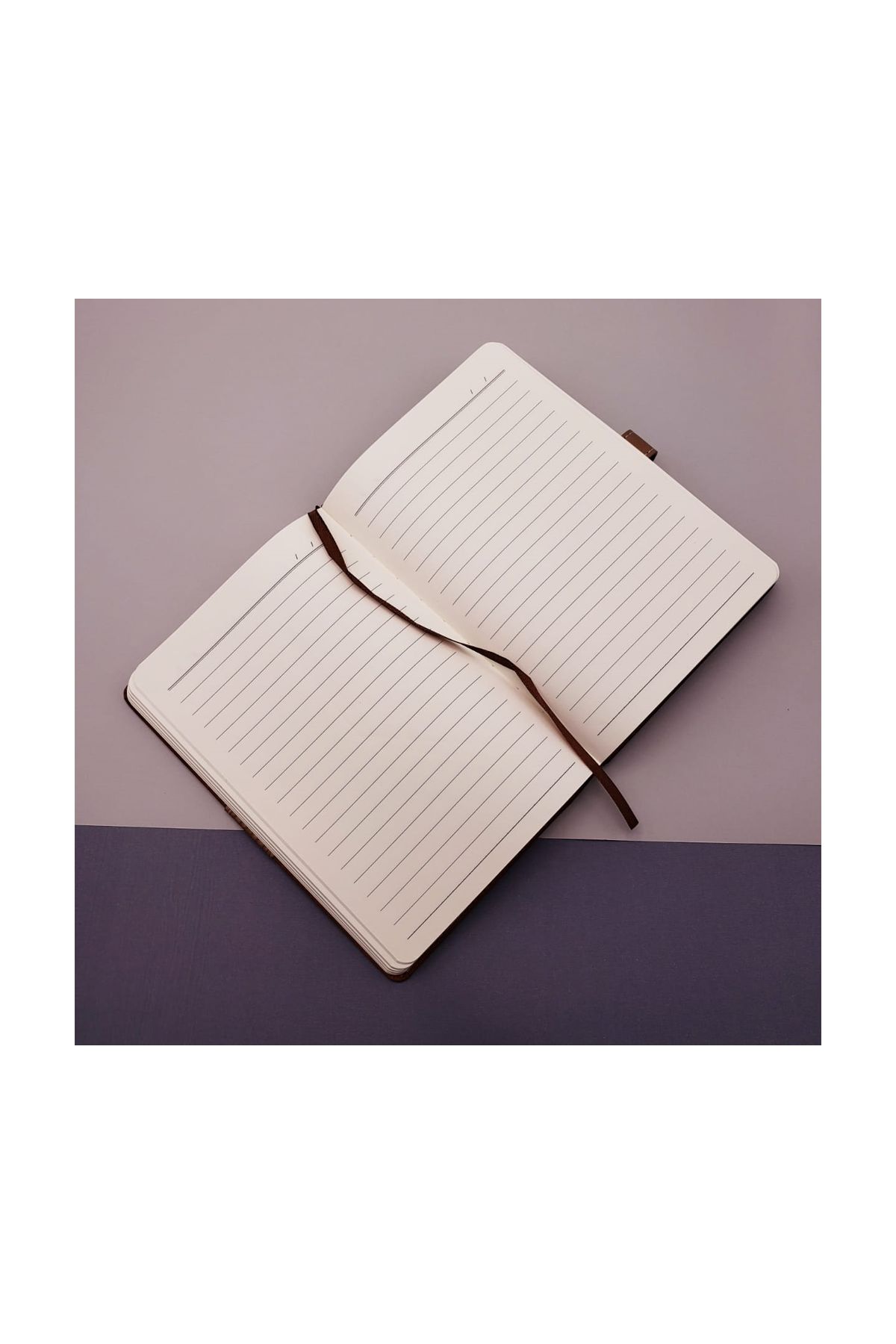 Deri Kapaklı Çizgili Not Defteri Taba