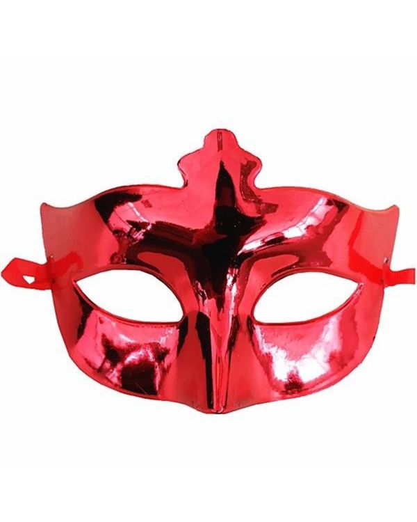 Kırmızı Renk Kostüm Partisi Ekstra Parlak Balo Maskesi 15x10 cm