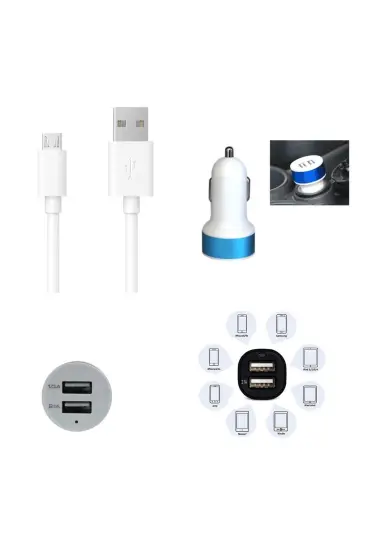  174 Çift USB Girişli 3.1 Çıkışlı Seyahat Seti Android / Micro Usb