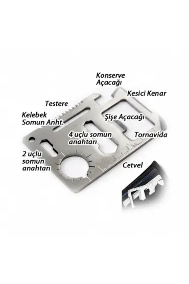  174 Acil Durum Kartı Survival Kit 11in1