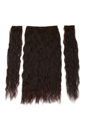 Kanekalon Fiber  Sentetik Kabartılmış Dalgalı Yarım Ay + 2 Yan Saç Çıt Çıt  / Koyu Kahve /  ( 175)
