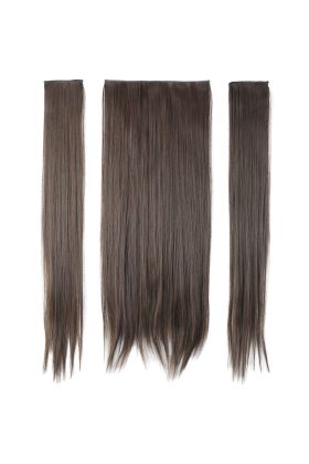 Kanekalon Fiber  Sentetik Düz Yarım Ay + 2 Yan Saç Çıt Çıt  / Açık Kahve /  ( 175)