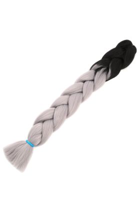 Afro Örgülük Sentetik Renk Geçişli Saç 100 Gr. / Siyah / Orta Ton Gri /  ( 175)