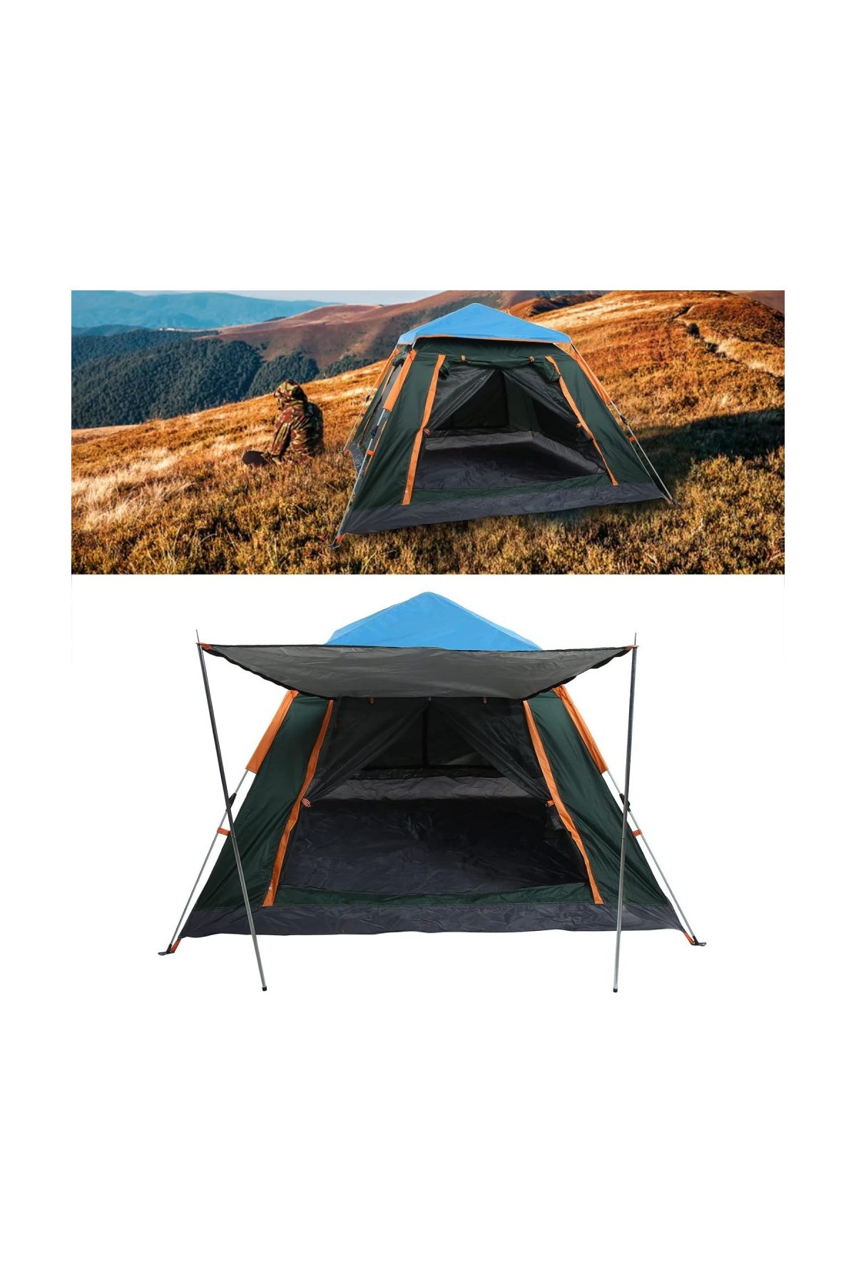 Tam Otomatik Su Ve Rüzgar Geçirmez Gölgelikli Tenteli 6 Kişilik Kamp Çadırı 240*240*155 Cm