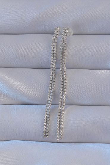 Pirinç Gümüş Renk Zirkon Taşlı Su Yolu Model Küpe - TJ-BKP9146