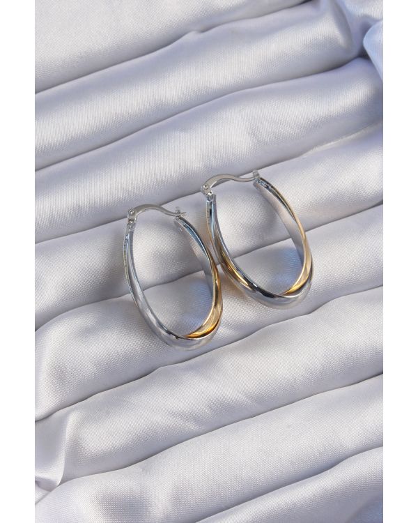 Pirinç Gold Gümüş Renkli Uzun Kıvrımlı Küpe - TJ-BKP9226