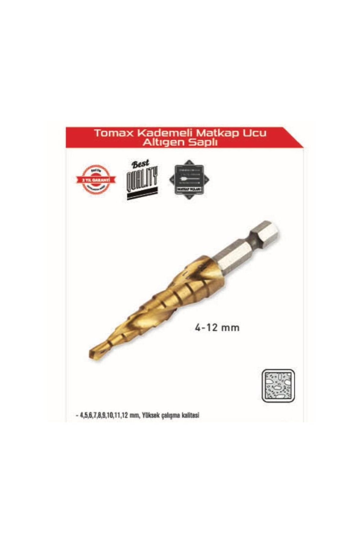 Kademeli Matkap Ucu 4-12 mm Arası - Altıgen Saplı