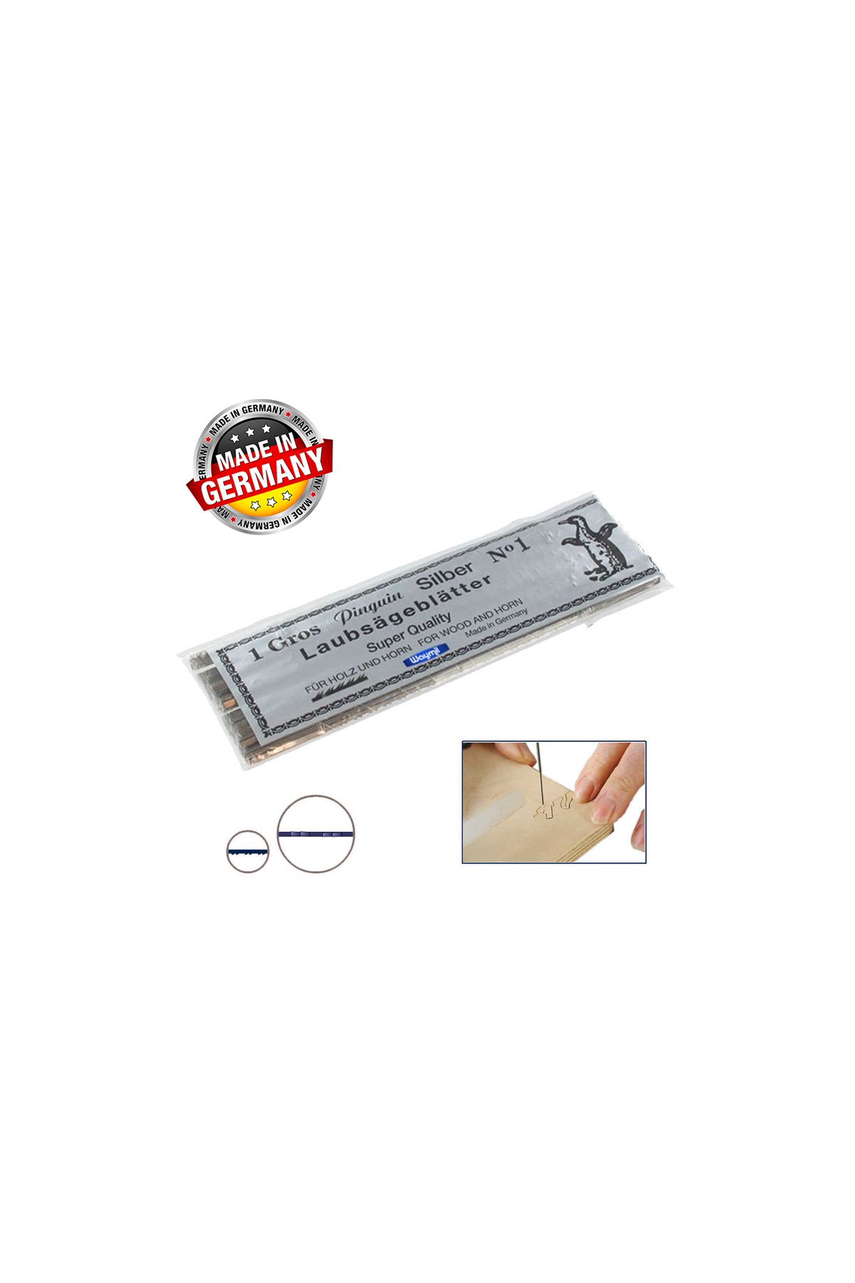 Pinguin Silber Düz Atlamalı Ahşap Kıl Testere Ağzı No:4 - 144 Adet