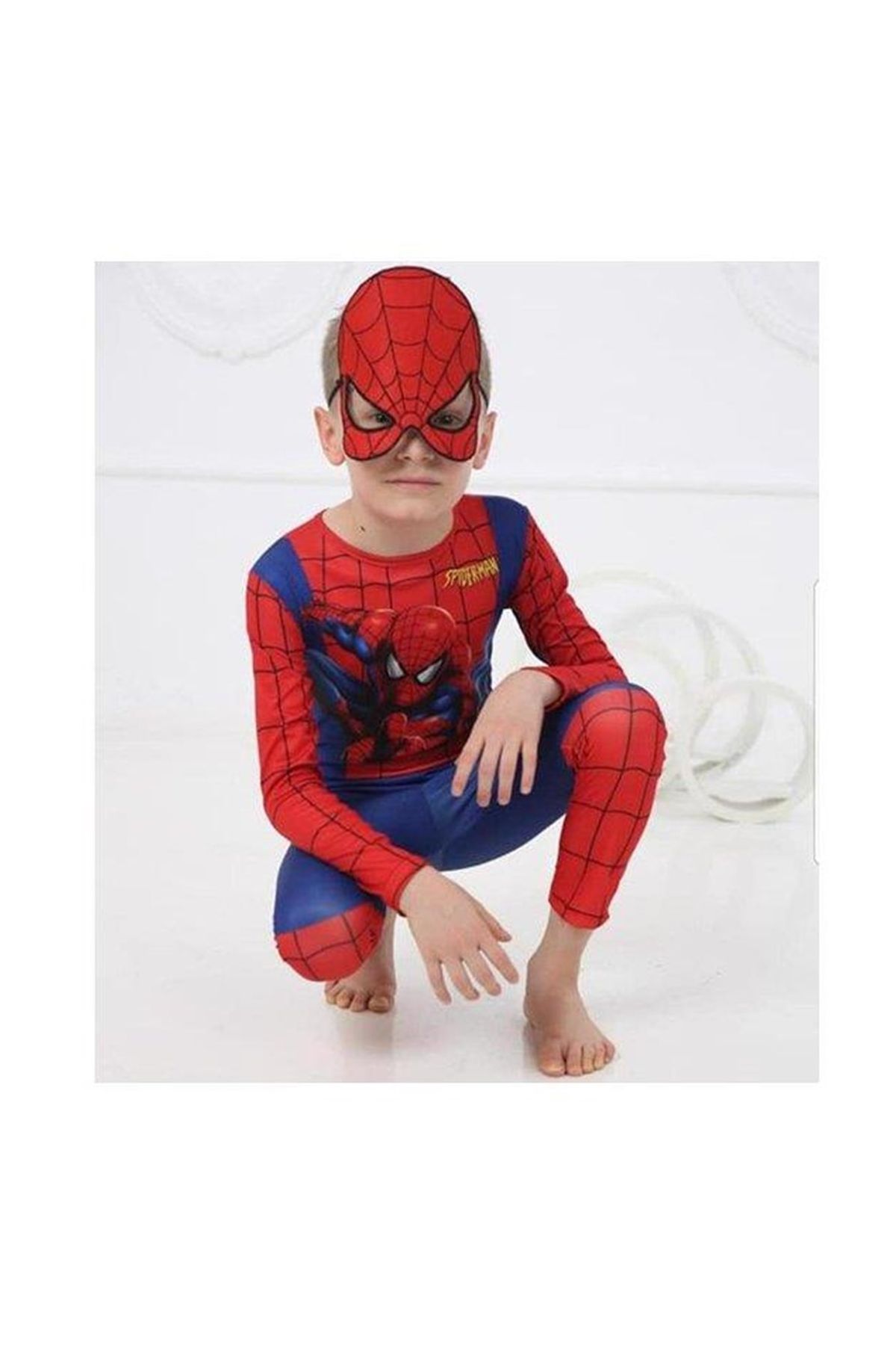 Örümcek Adam Kostümü Maskeli - Çocuk Spiderman Kostümü 11-12 Yaş