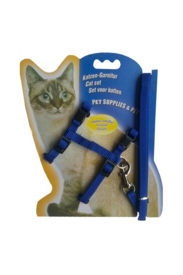 Kedi Göğüs Bel Tasma Takımı Medium Mavi 20*32-120 cm