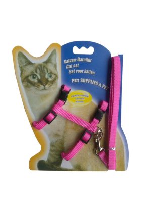 Kedi Göğüs Bel Tasma Takımı Medium Pembe 20*32-120 cm