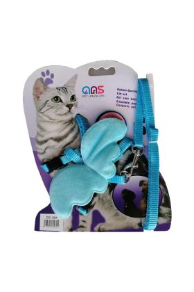 Kanatlı Melek Kedi Göğüs Bel Tasması 20*32 cm Turkuaz