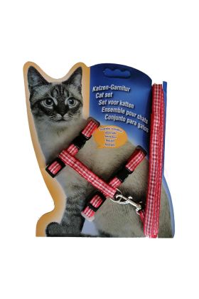 Desenli Kedi Göğüs Bel Tasması 20*32 cm Kırmızı