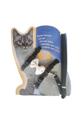 Papyonlu Siyah Kedi Göğüs Bel Tasması 20*32 cm