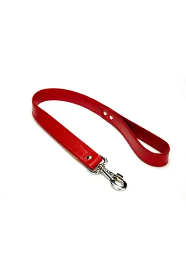 El Yapımı Deri Köpek Gezdirme Kayışı 3 cm x 60 cm Kırmızı