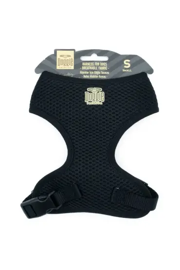 Havalı Dokumadan Küçük Irk Köpek Göğüs Tasması 1,5 x 25-35 cm Siyah