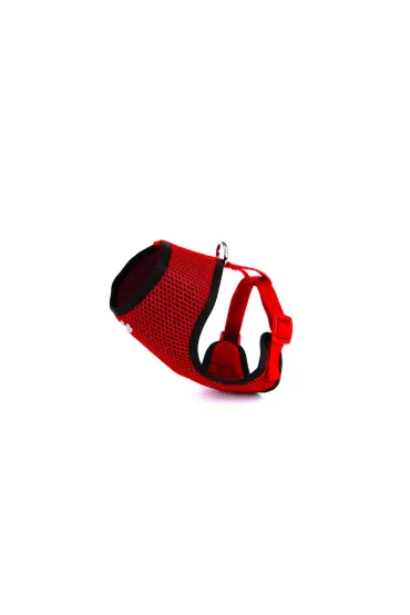 Havalı Dokumadan Küçük Irk Köpek Göğüs Tasması 1,5 x 35-45 cm Kırmızı