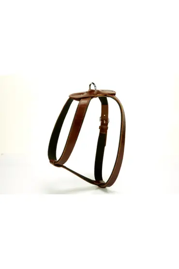 Konforlu Deriden El Yapımı Köpek Göğüs Tasması 3 x 65-95 cm Kahverengi