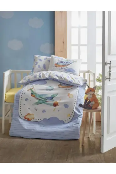 Air Plane Mavi Bebek Nevresim Takımı