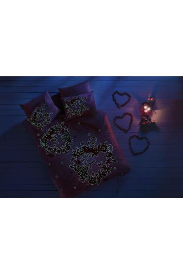 Glow Parlayan Çift Kişilik Ranforce Nevresim Takımı Roses Pembe