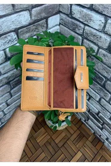 Sarı Fermuarlı ve Deri Patlı El Portföyü